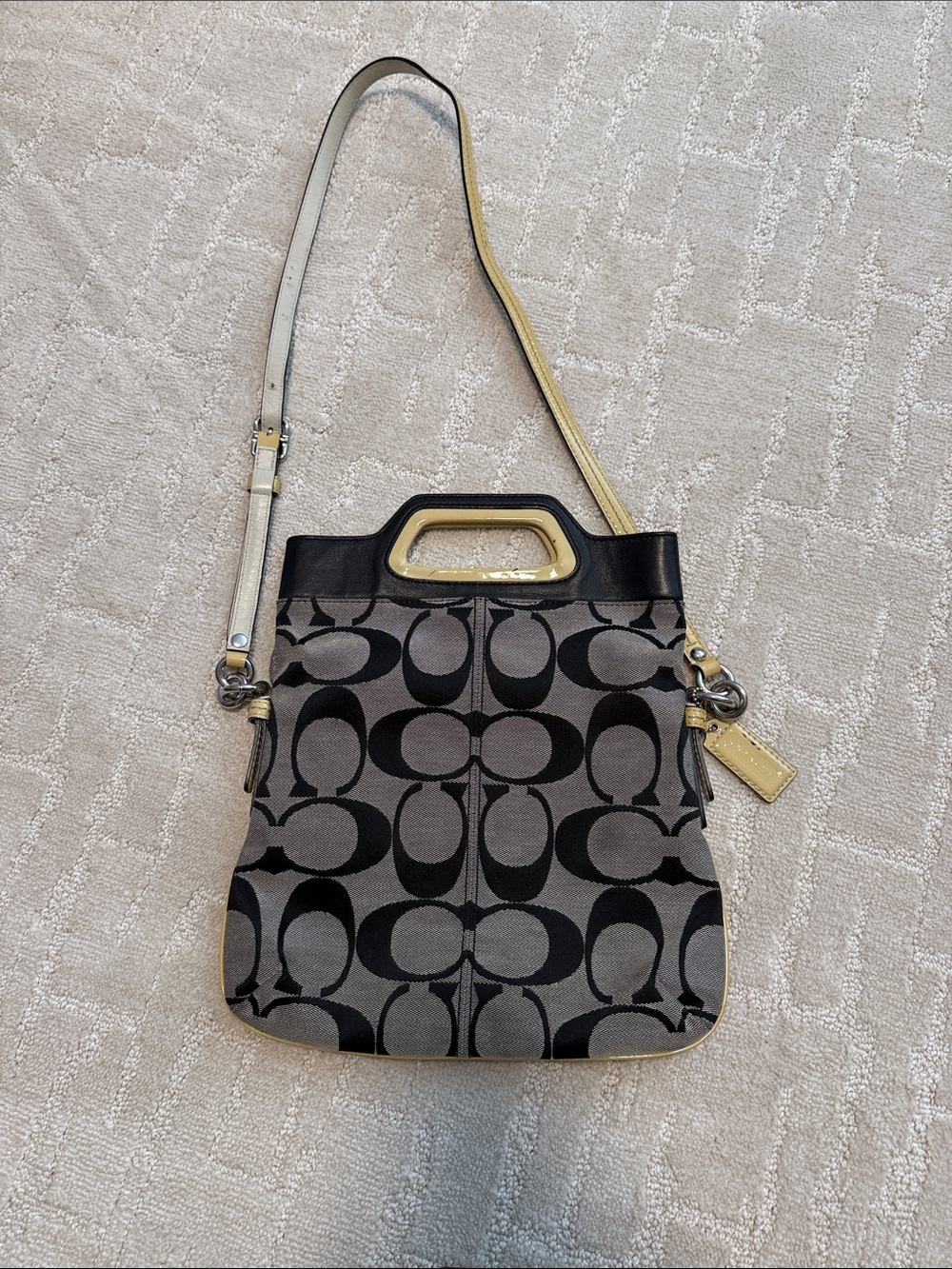 Coach Black and Gray Signature Pattern Crossbody Bag